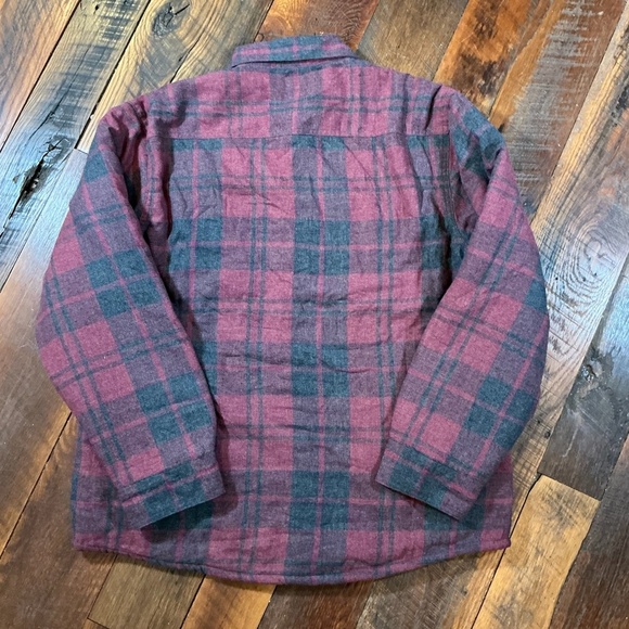 Wrangler Men’s Sherpa Lined Flannel Shirt Jacket Plaid Red Gray Size Large - Picture 5 of 9